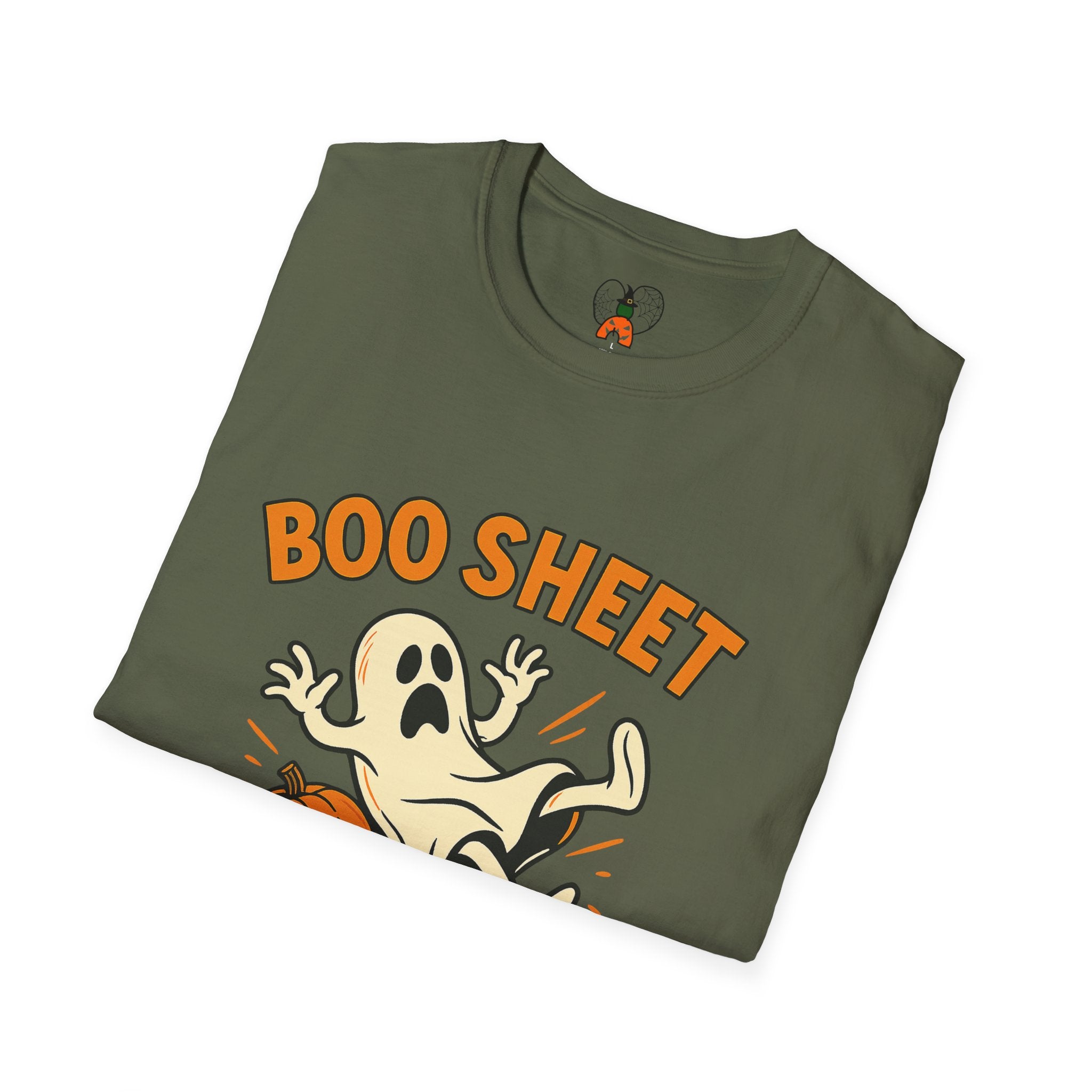 Halloween Boo Sheet T-Shirt, Unisex Softstyle Tee, Funny Halloween Shirt, Fall Festive Apparel, Ghost Themed Gift