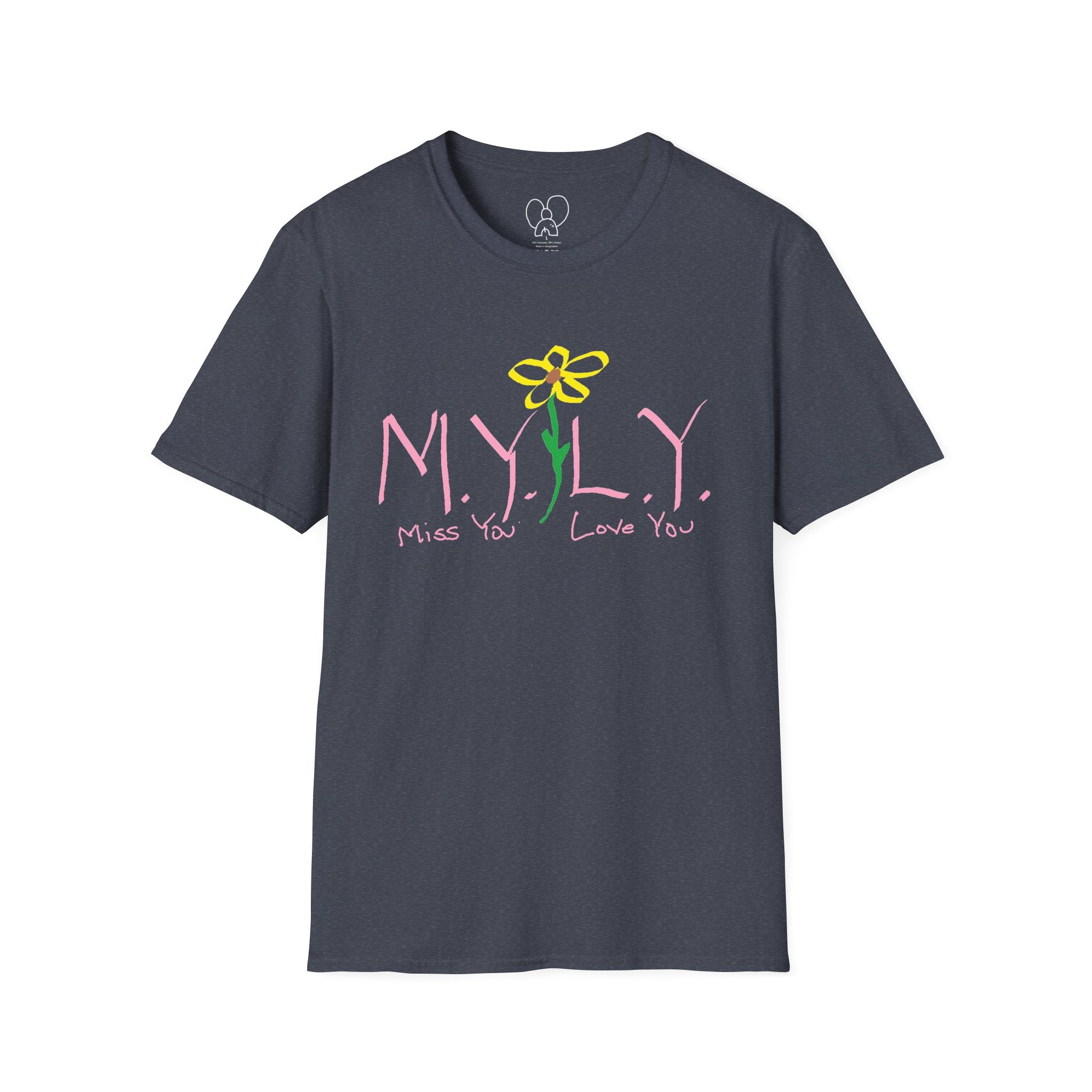 Unisex Softstyle T-Shirt with 'Miss You, Love You' Floral Design - Perfect for Gifts, Casual Wear, Friendship, Love