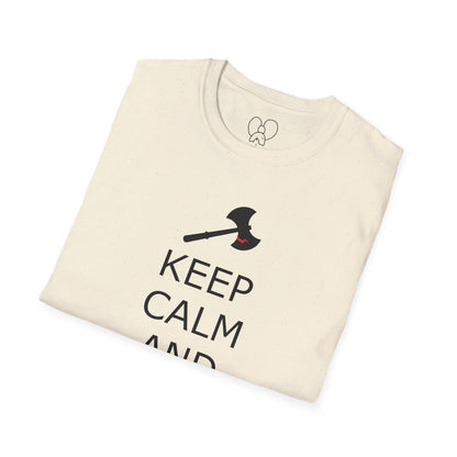 Keep Calm and Barbarian On Unisex Softstyle T-Shirt, Funny Graphic Tee, Gift for Comic Fans, Casual Wear, Great for Parties, Birthday Gift