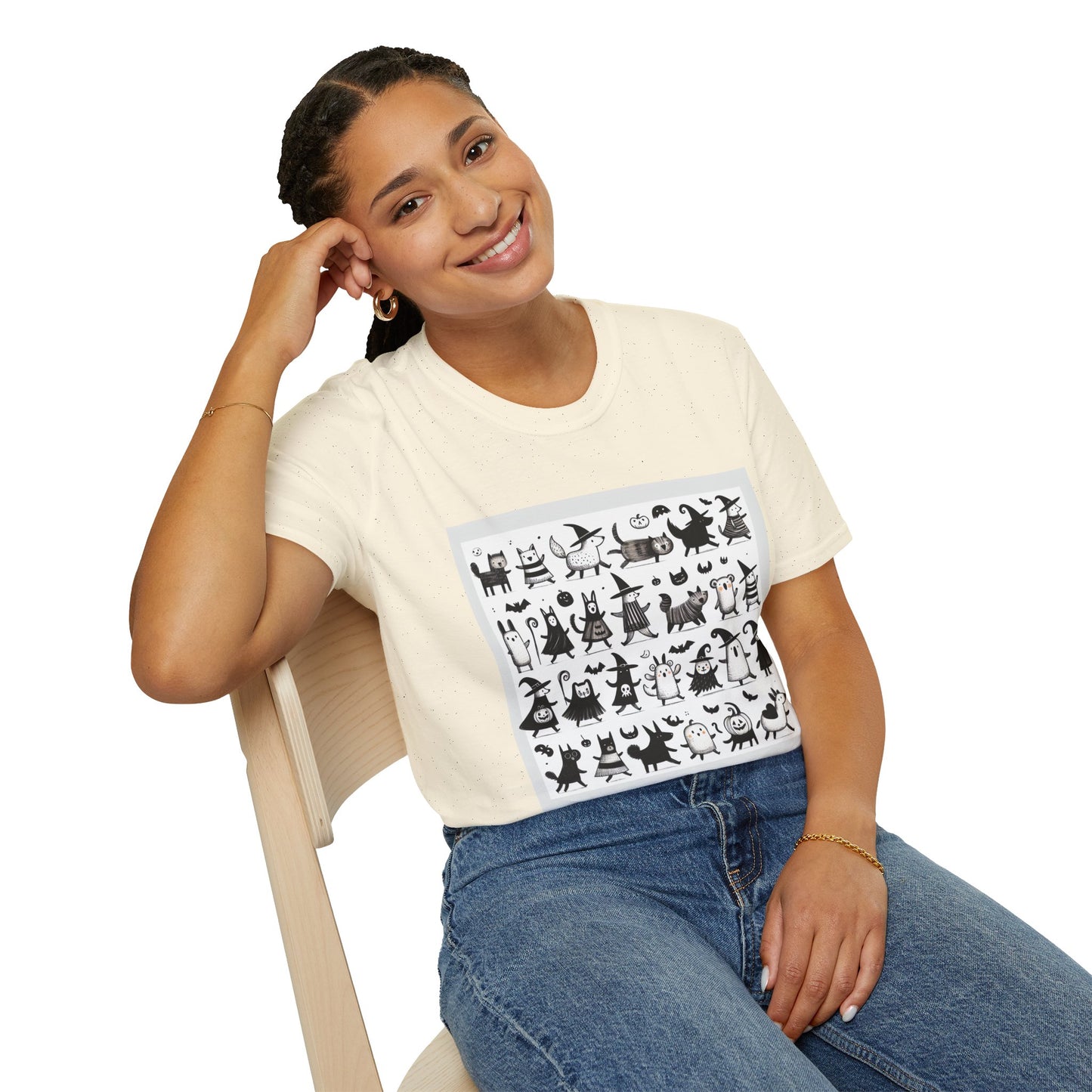 Cute Cartoon Characters Unisex T-Shirt, Graphic Tee, Fun Gift for Kids, Comfortable Apparel, Halloween, Birthday Shirt