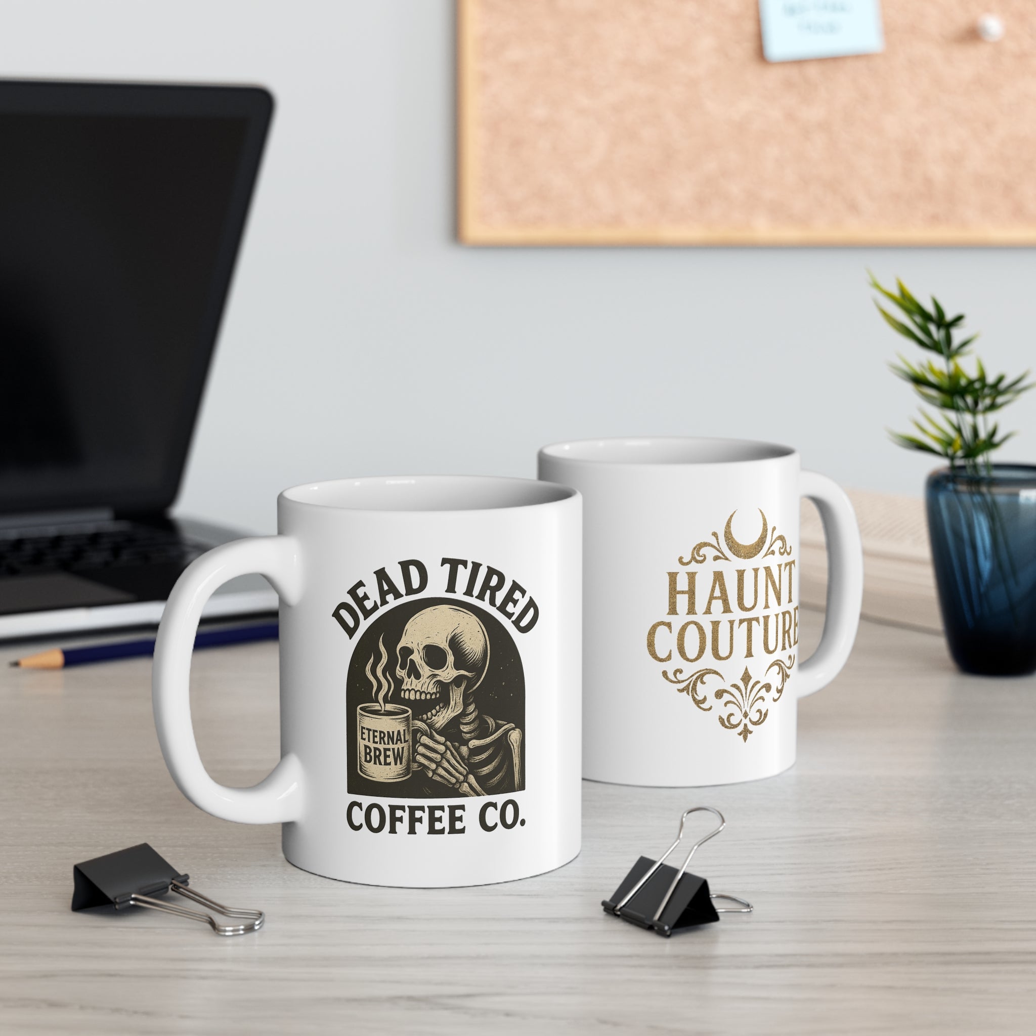 Gothic Coffee Mug, Skull Design, Funny Coffee Cup for Mornings, Gift for Coffee Lovers, Halloween Decor, Unique Drinkware