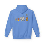 Safari Friends Hoodie — Cute Lion, Zebra, Elephant & Giraffe Graphic Pullover